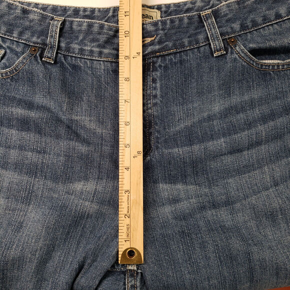 L.L. Bean Jeans Womens 16 Regular Blue Denim Straight Leg Cotton Dark Wash - Picture 5 of 16